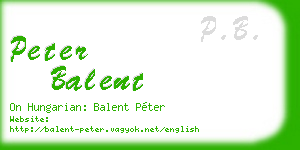 peter balent business card